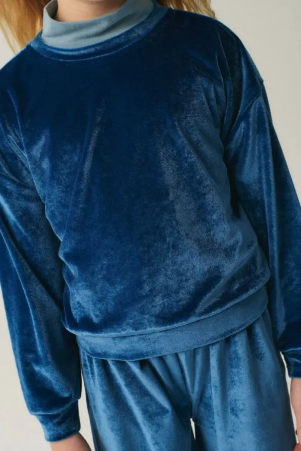 Sudadera unisex en terciopelo azul-MINI Best Sale