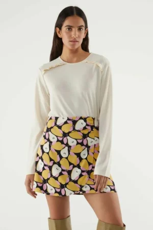 Top básico de manga larga con volantes blanco-COMPAÑIAFANTASTICA Hot