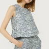 Top con estampado floral azul y blanco-COMPAÑIAFANTASTICA Cheap