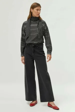 Top con foulard estampado de rayas negro-COMPAÑIAFANTASTICA Flash Sale