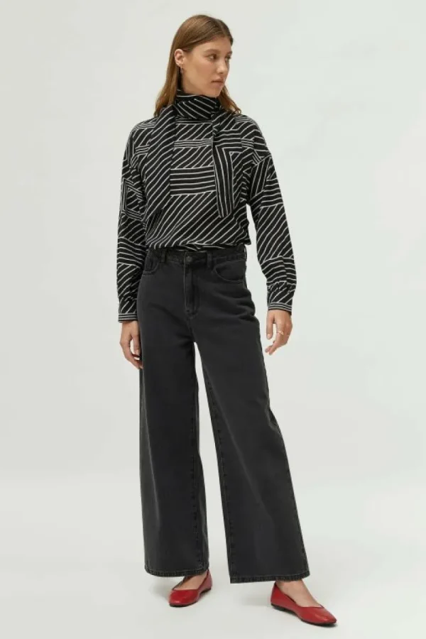 Top con foulard estampado de rayas negro-COMPAÑIAFANTASTICA Flash Sale