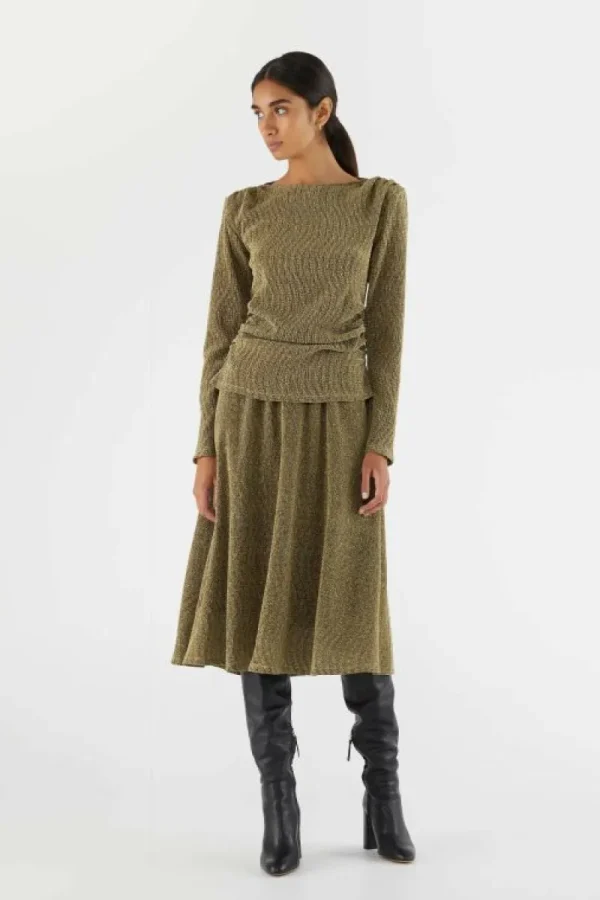 Top de manga larga brillante dorado-COMPAÑIAFANTASTICA Cheap