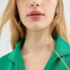 Top de manga larga con cuello solapa verde-COMPAÑIAFANTASTICA Discount
