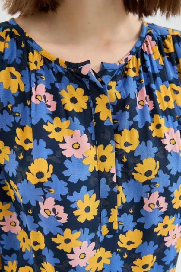 Top de manga larga con estampado floral-COMPAÑIAFANTASTICA Hot