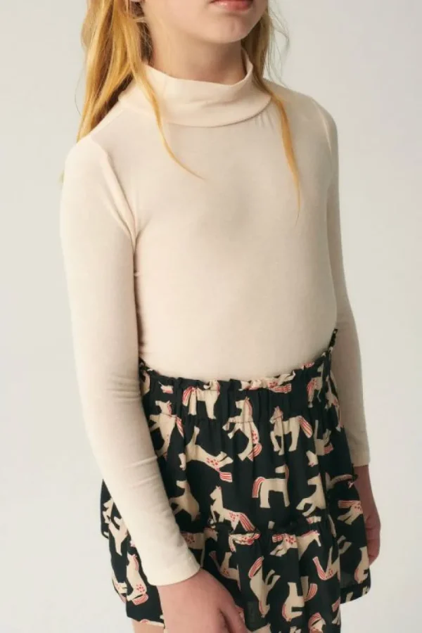 Top de niña con cuello alto blanco-MINI Shop