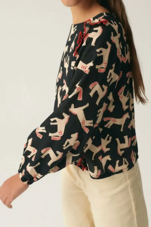 Top de niña con volantes y estampado de caballos-MINI Best Sale