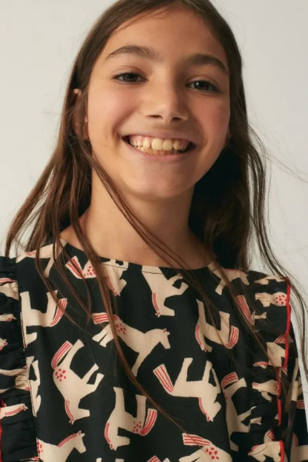 Top de niña con volantes y estampado de caballos-MINI Best Sale