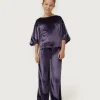 Top de niña de terciopelo manga abullonada morado-MINI Best Sale