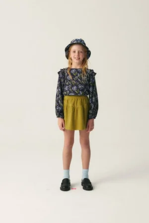 Top de niña en viscosa LENZING™ ECOVERO™ con estampado floral azul-MINI Shop