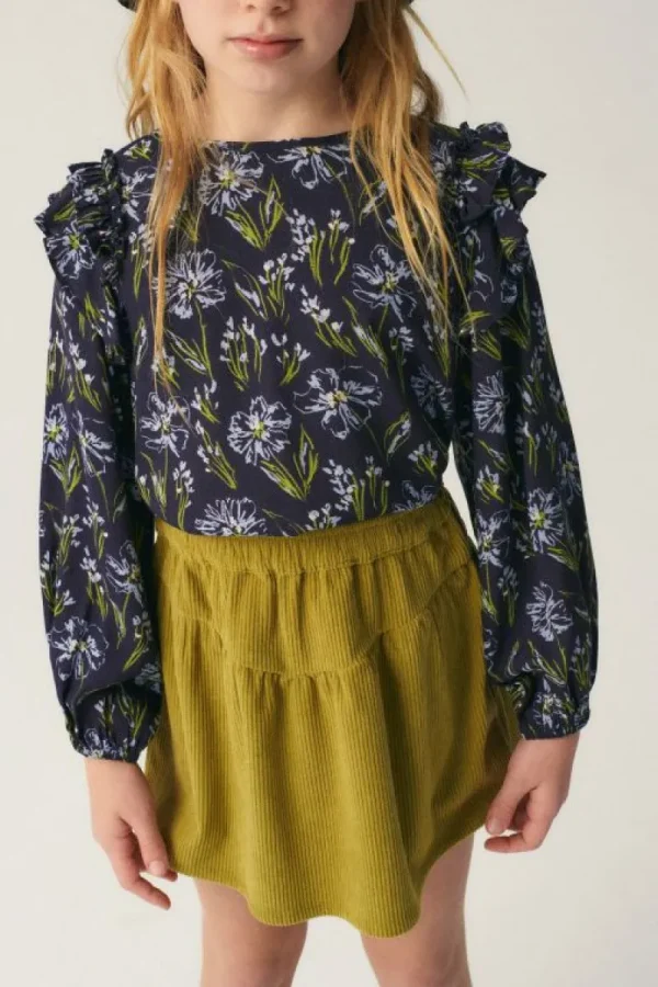 Top de niña en viscosa LENZING™ ECOVERO™ con estampado floral azul-MINI Shop