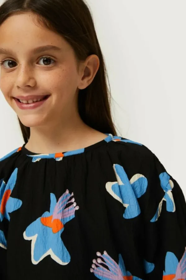 Top de niña estampado floral Calatea negro-MINI Shop