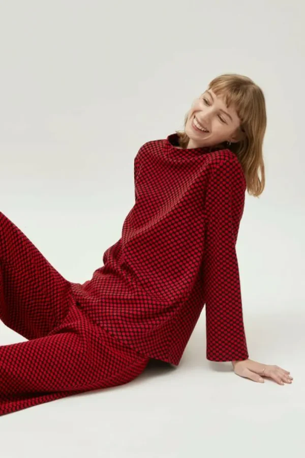 Top de punto estampado jacquard rojo-COMPAÑIAFANTASTICA Best