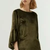 Top de terciopelo manga abullonada verde-COMPAÑIAFANTASTICA Discount