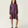 Vestido camisero de niña con estampado floral rojo-MINI Online