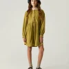 Vestido camisero de niña corto de pana verde-MINI Hot
