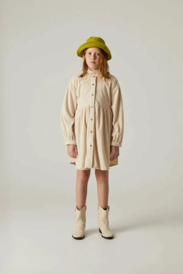 Vestido camisero de niña corto de pana beige-MINI Flash Sale