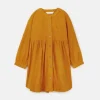 Vestido camisero de niña corto de pana amarillo-MINI Fashion