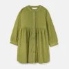 Vestido camisero de niña corto de pana verde-MINI Hot