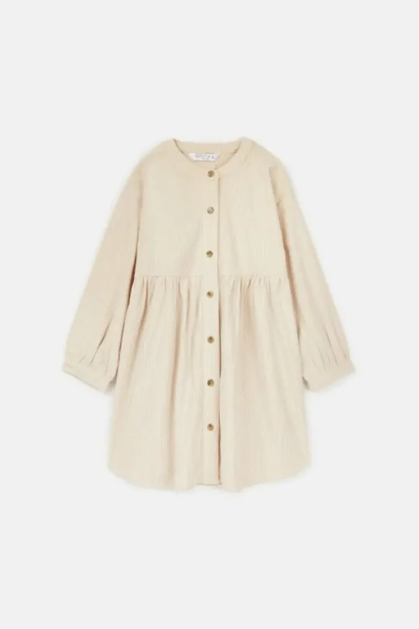 Vestido camisero de niña corto de pana beige-MINI Flash Sale