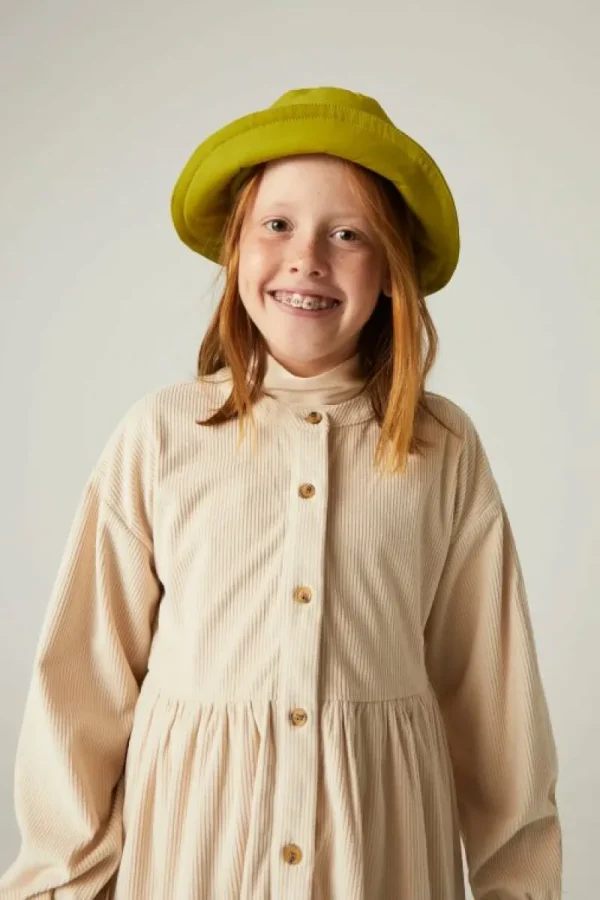 Vestido camisero de niña corto de pana beige-MINI Flash Sale