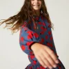 Vestido camisero de niña con estampado floral rojo-MINI Online
