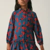 Vestido camisero de niña con estampado floral rojo-MINI Online