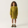 Vestido camisero de niña corto de pana verde-MINI Hot