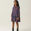Vestido camisero de niña con estampado floral rojo-MINI Online