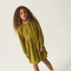 Vestido camisero de niña corto de pana verde-MINI Hot