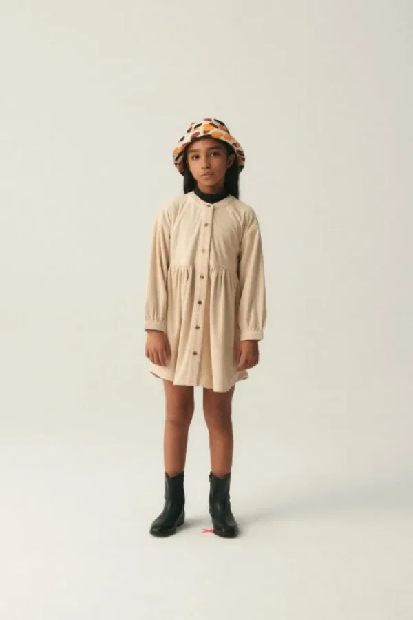 Vestido camisero de niña corto de pana beige-MINI Flash Sale