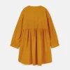 Vestido camisero de niña corto de pana amarillo-MINI Fashion