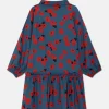 Vestido camisero de niña con estampado floral rojo-MINI Online