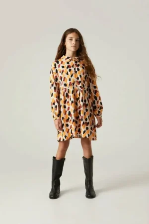 Vestido corto camisero de niña con estampado de lunares-MINI Flash Sale