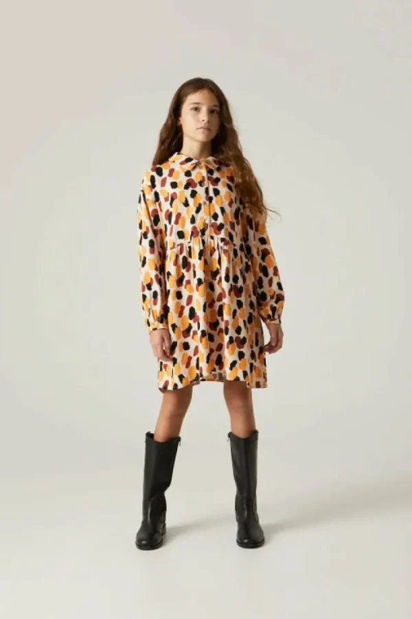 Vestido corto camisero de niña con estampado de lunares-MINI Flash Sale