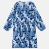 Vestido corto camisero de niña con estampado abstracto azul-MINI Fashion
