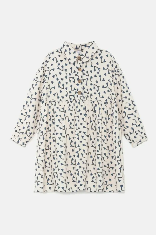 Vestido corto camisero de niña con estampado de corazones-MINI Online