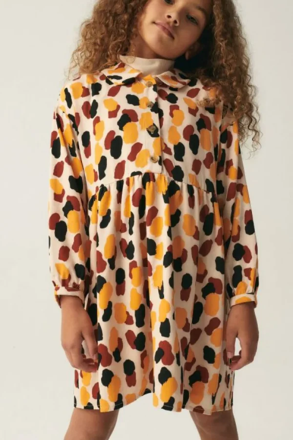 Vestido corto camisero de niña con estampado de lunares-MINI Flash Sale