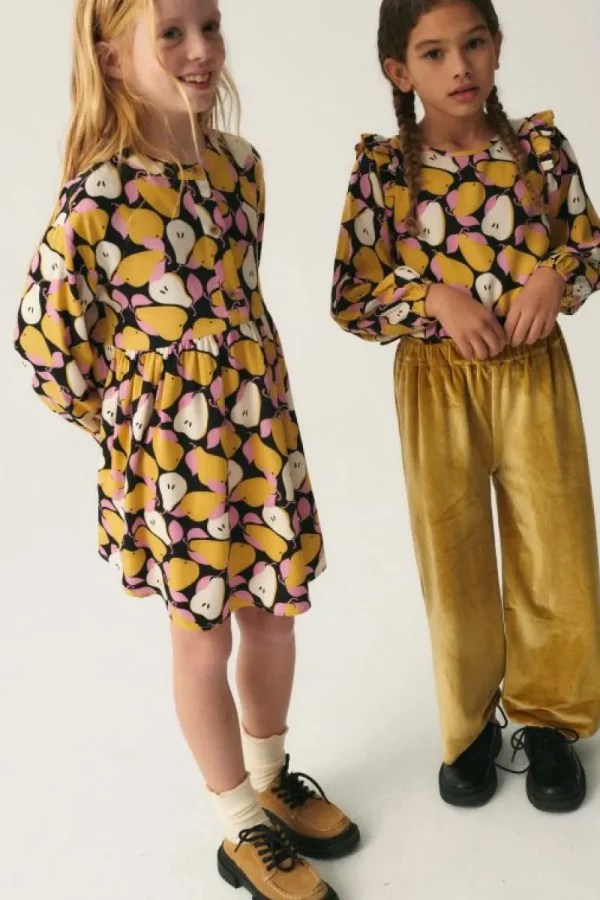 Vestido corto camisero de niña con estampado de peras-MINI Flash Sale