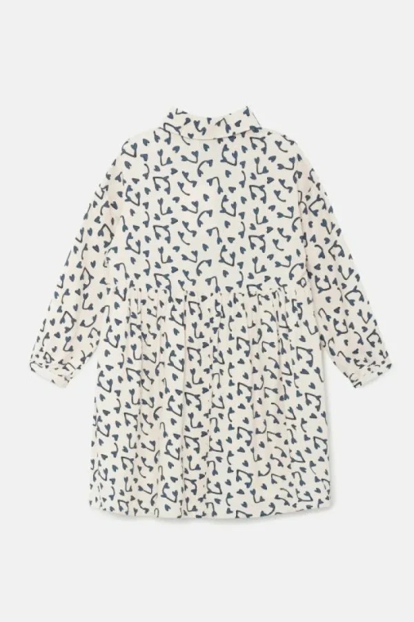 Vestido corto camisero de niña con estampado de corazones-MINI Online