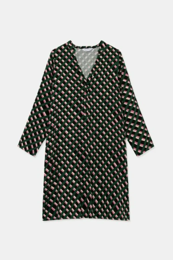 Vestido corto con botones y estampado geométrico-COMPAÑIAFANTASTICA Outlet