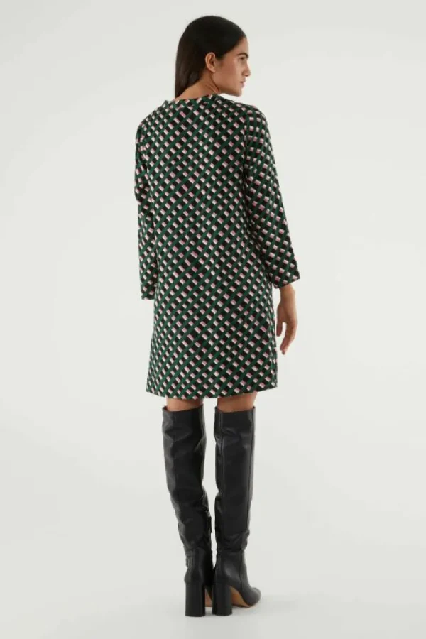 Vestido corto con botones y estampado geométrico-COMPAÑIAFANTASTICA Outlet