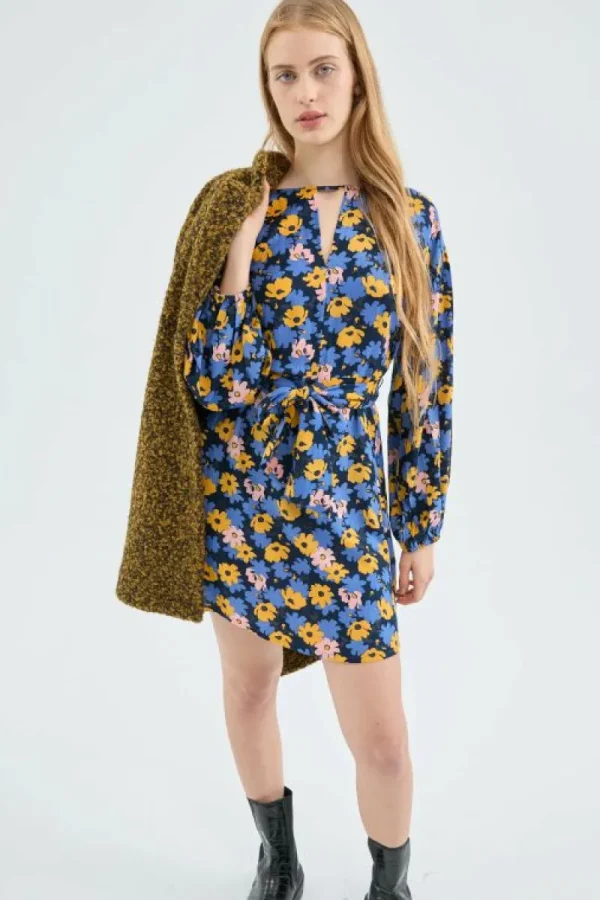 Vestido corto con cinturón y estampado floral-COMPAÑIAFANTASTICA Cheap