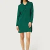 Vestido corto con cuello polo verde-COMPAÑIAFANTASTICA Shop