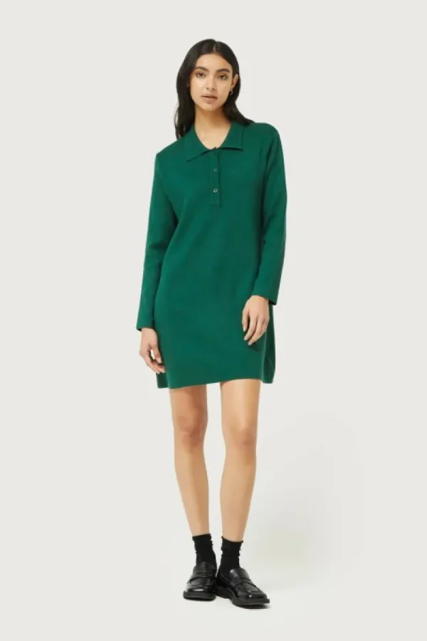 Vestido corto con cuello polo verde-COMPAÑIAFANTASTICA Shop