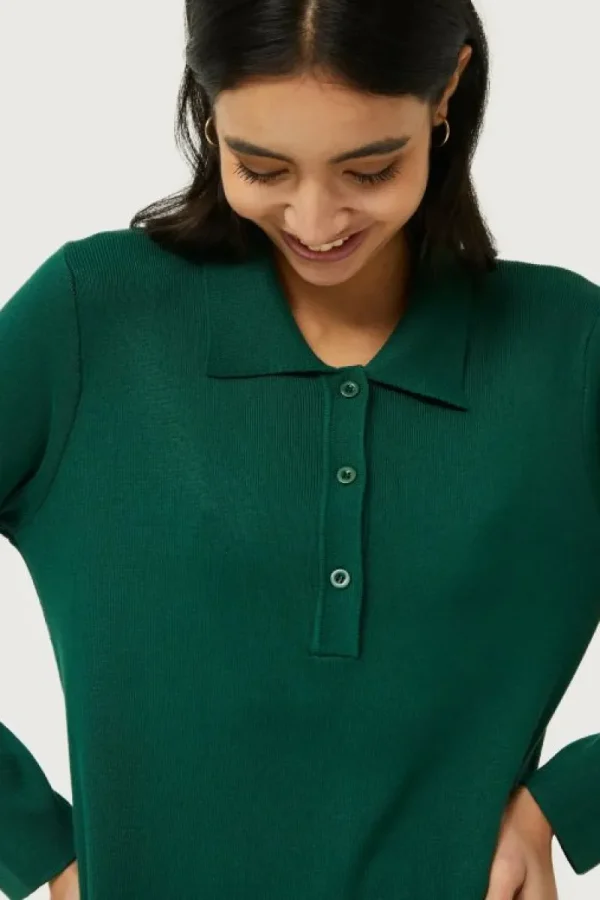 Vestido corto con cuello polo verde-COMPAÑIAFANTASTICA Shop