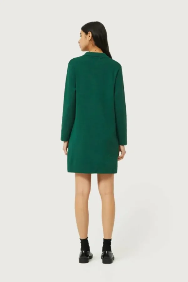 Vestido corto con cuello polo verde-COMPAÑIAFANTASTICA Shop