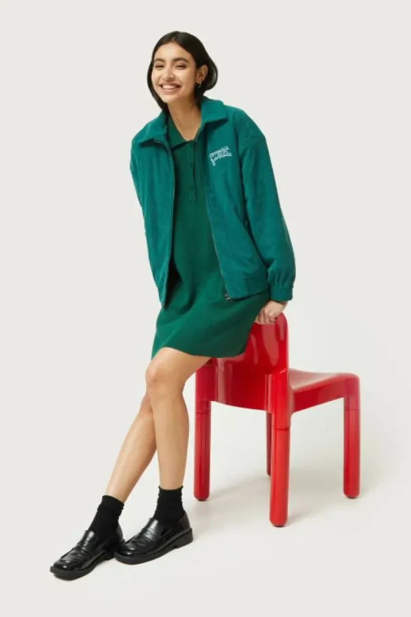 Vestido corto con cuello polo verde-COMPAÑIAFANTASTICA Shop