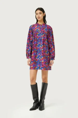 Vestido corto con estampado floral Dewberry-COMPAÑIAFANTASTICA Best Sale