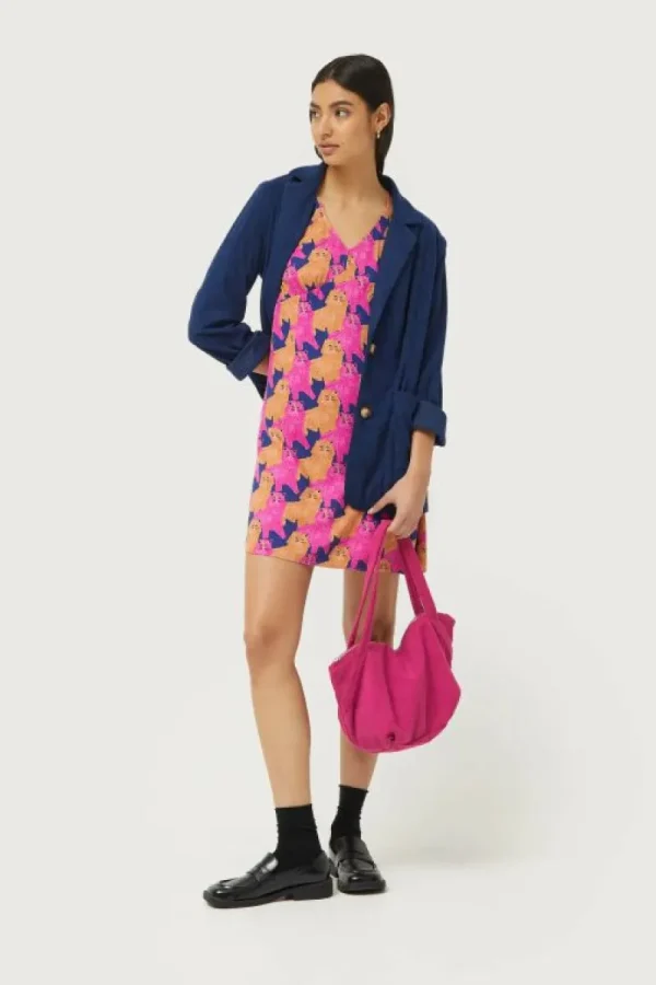 Vestido corto con estampado de gatos-COMPAÑIAFANTASTICA Clearance