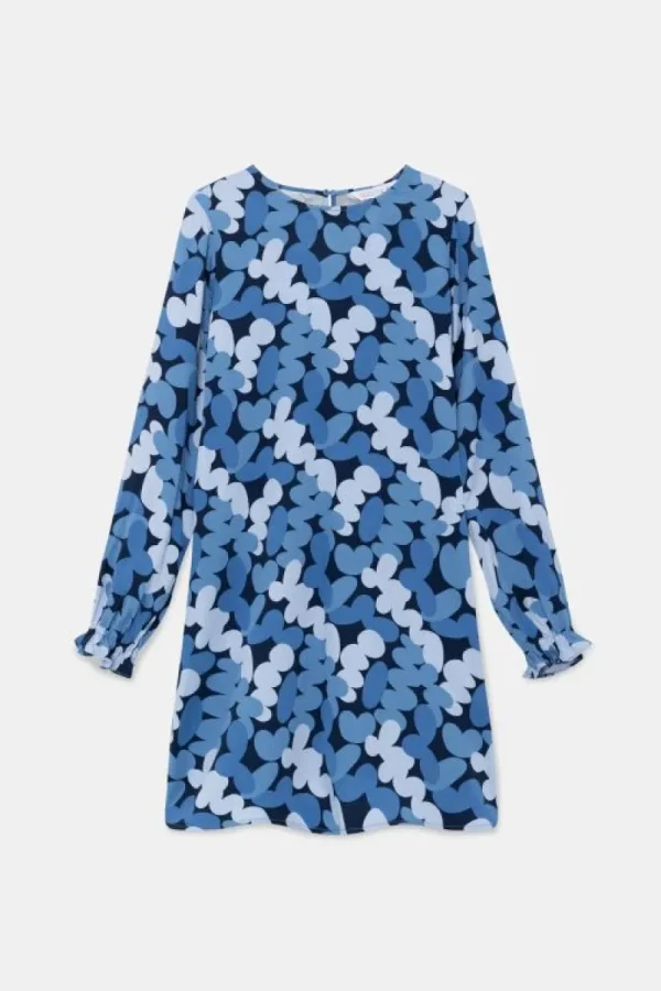 vestido_corto_con_manga_l_1.webp Vestido corto con manga larga y estampado abstracto azul-COMPAÑIAFANTASTICA Online